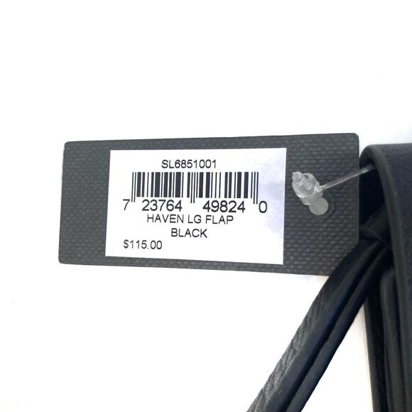 Fossil Black Pebbled Leather Flap Wristlet Wallet Minimalist Leather Staple NEW - Picture 8 of 12